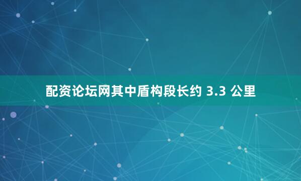 配资论坛网其中盾构段长约 3.3 公里